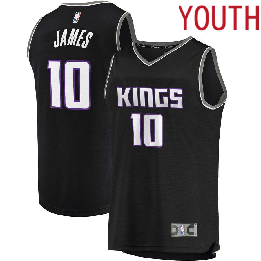 Youth Sacramento Kings 10 Justin James Fanatics Branded Black Fast Break Replica NBA Jersey